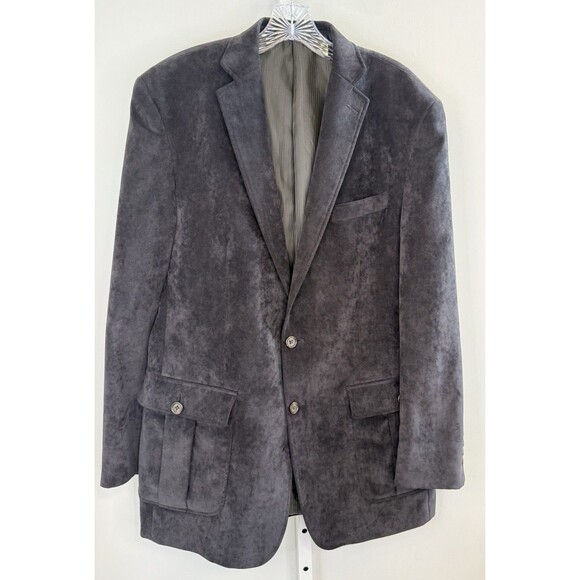 Ralph Ralph Lauren Men’s Blazer Jacket 41L Gray Velvet Look 2 Button Dillard’s - Picture 1 of 13